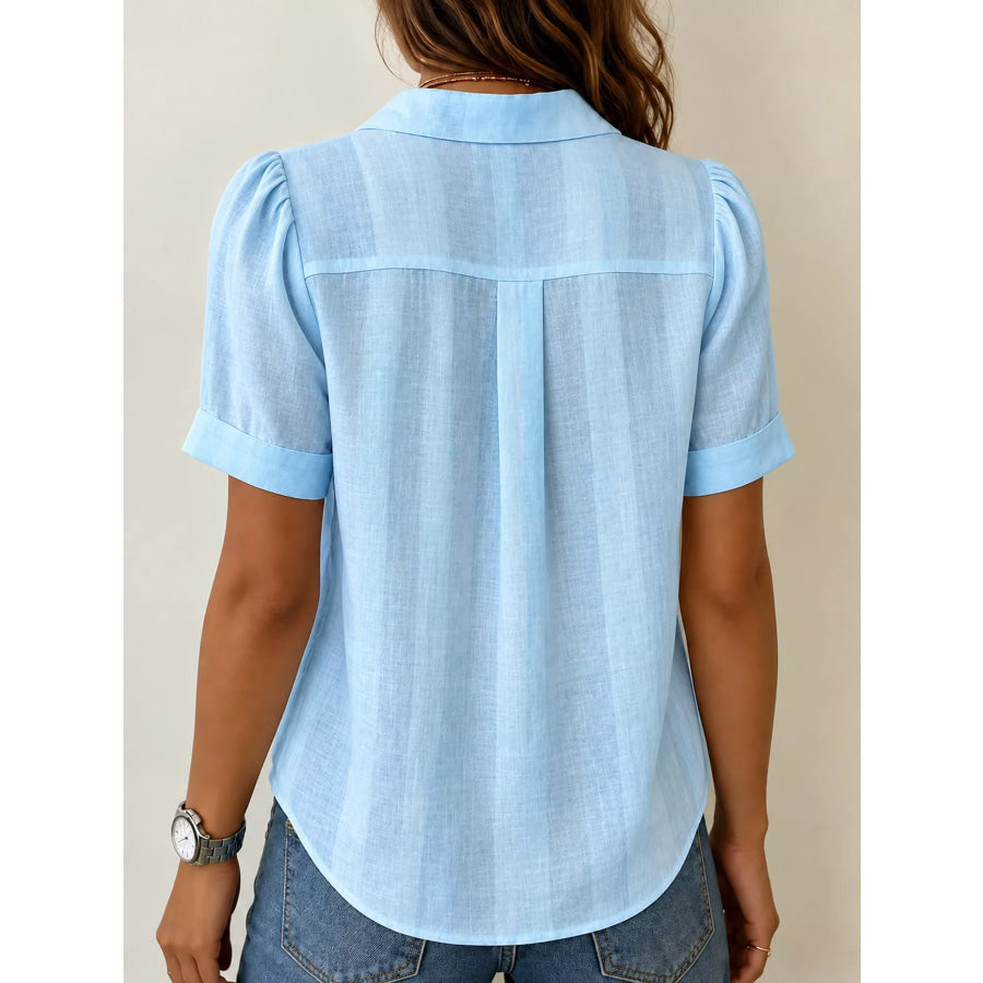 Full Size Button Up Short Sleeve Shirt Plus Apparel and Accessories