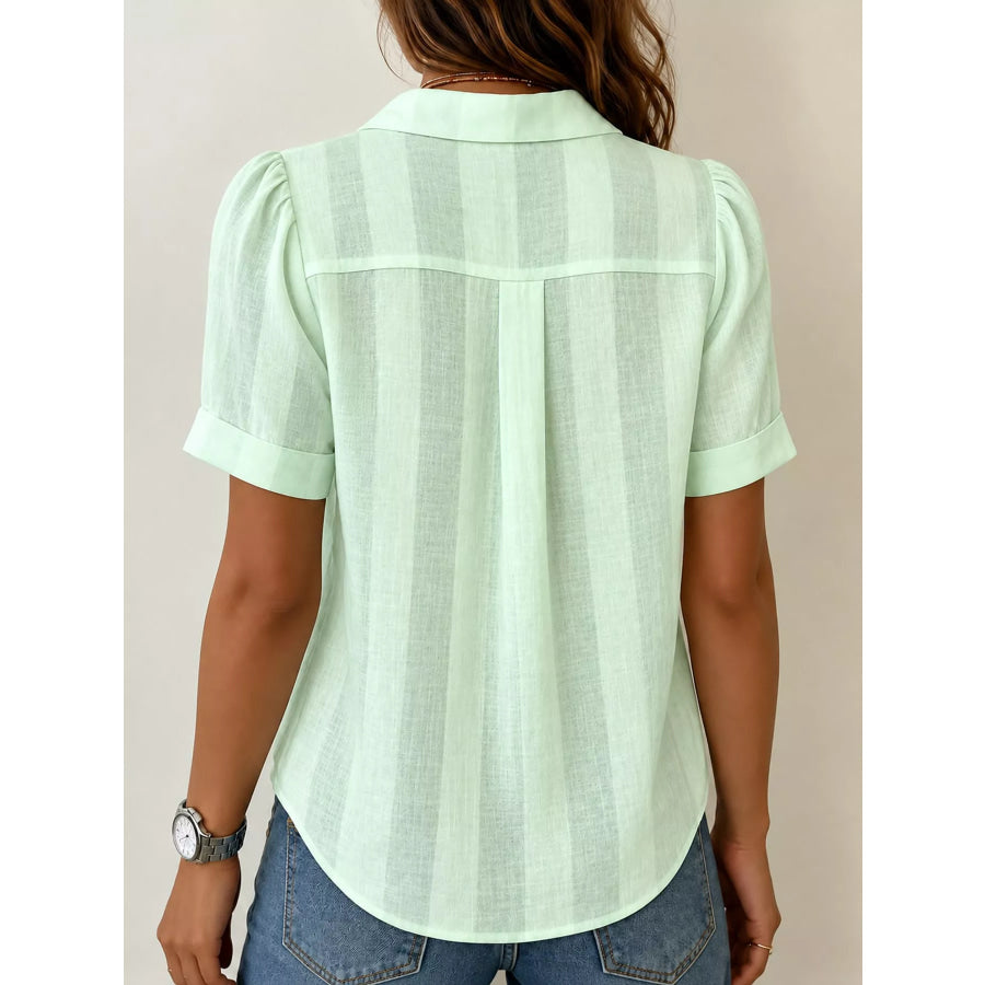 Full Size Button Up Short Sleeve Shirt Plus Apparel and Accessories
