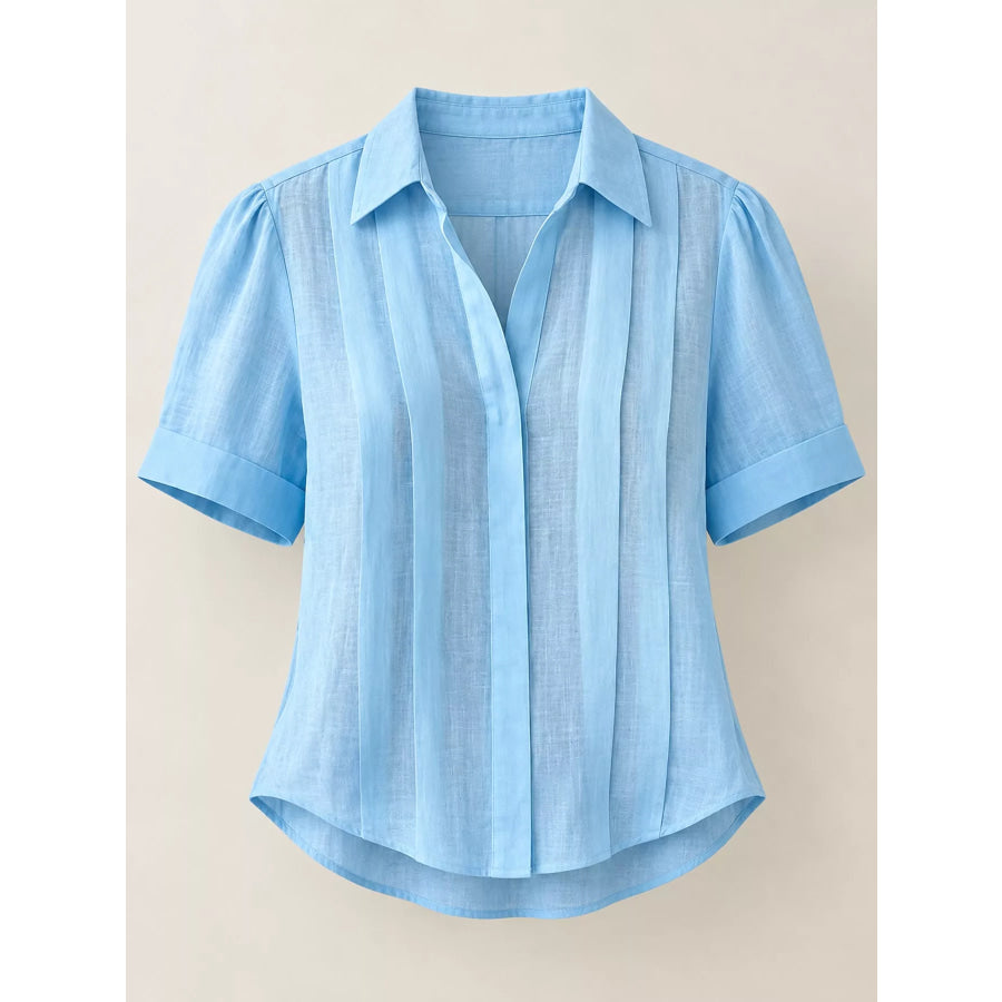 Full Size Button Up Short Sleeve Shirt Plus Apparel and Accessories