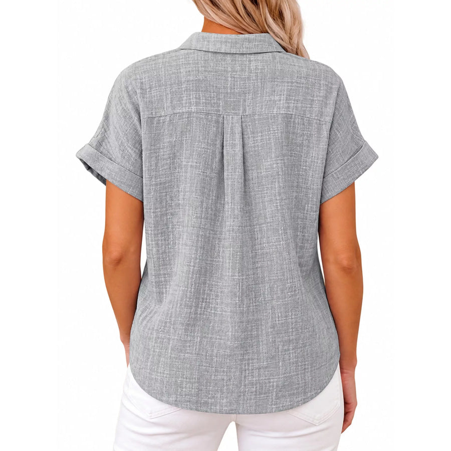 Full Size Button Up Short Sleeve Shirt Plus Apparel and Accessories