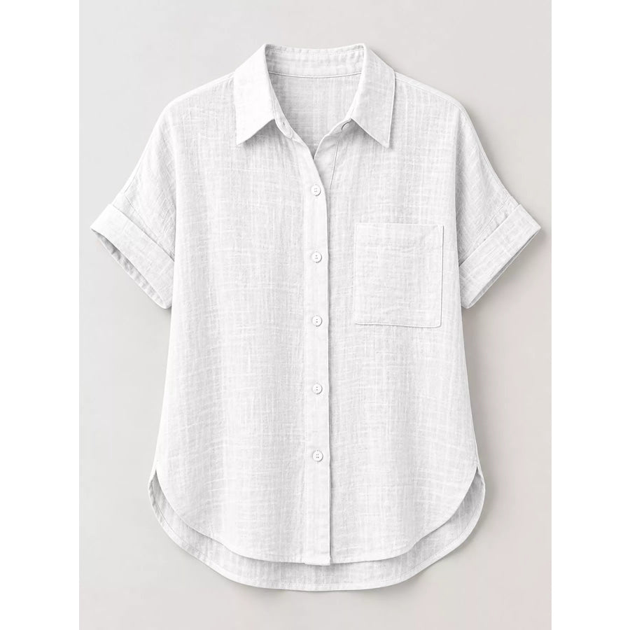 Full Size Button Up Short Sleeve Shirt Plus Apparel and Accessories