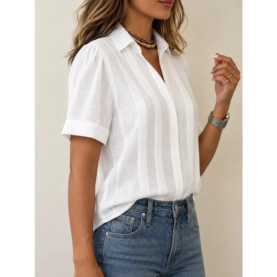 Full Size Button Up Short Sleeve Shirt Plus Apparel and Accessories