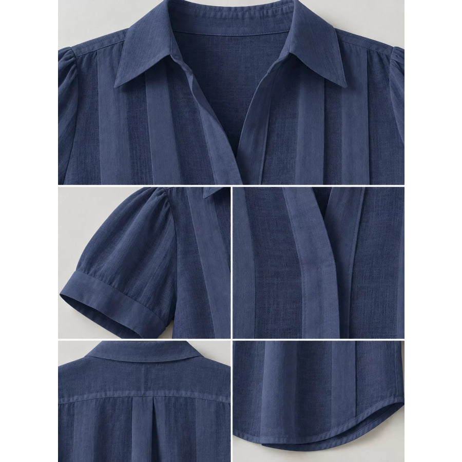 Full Size Button Up Short Sleeve Shirt Plus Apparel and Accessories