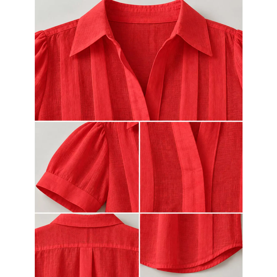 Full Size Button Up Short Sleeve Shirt Plus Apparel and Accessories