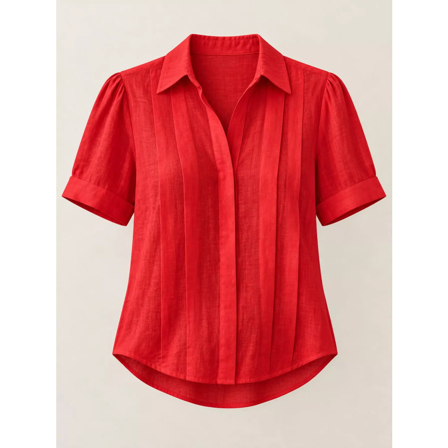 Full Size Button Up Short Sleeve Shirt Plus Apparel and Accessories