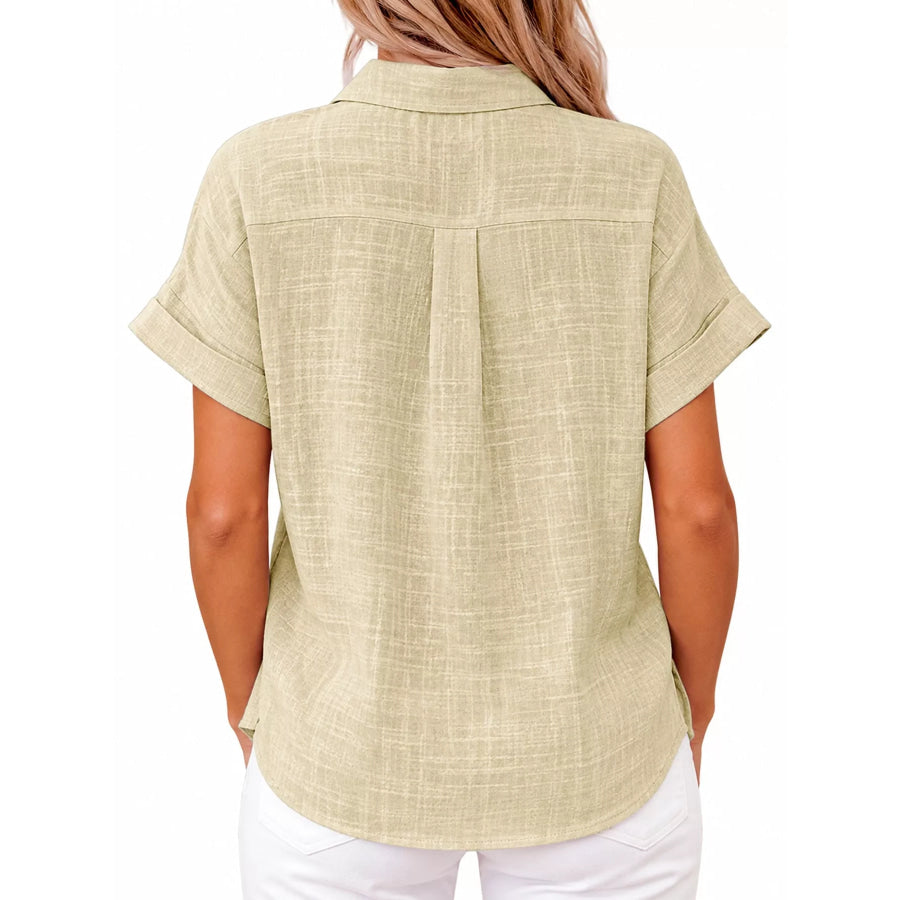 Full Size Button Up Short Sleeve Shirt Plus Apparel and Accessories
