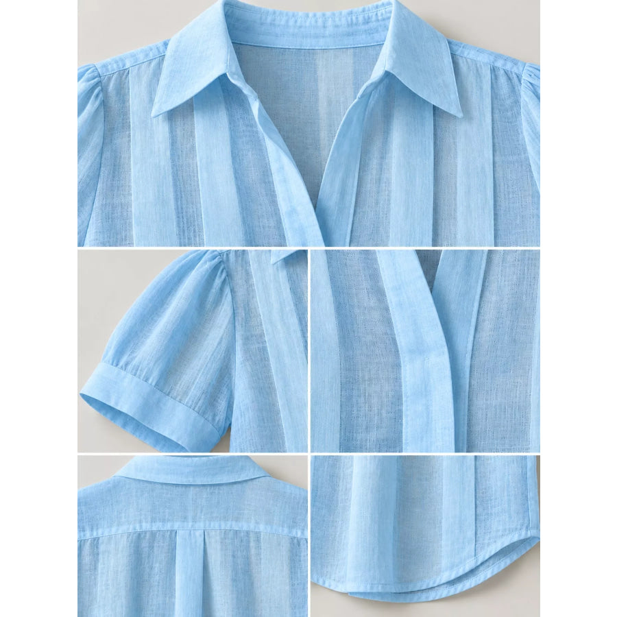 Full Size Button Up Short Sleeve Shirt Plus Apparel and Accessories