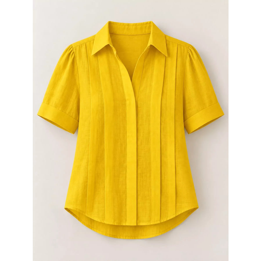Full Size Button Up Short Sleeve Shirt Plus Apparel and Accessories