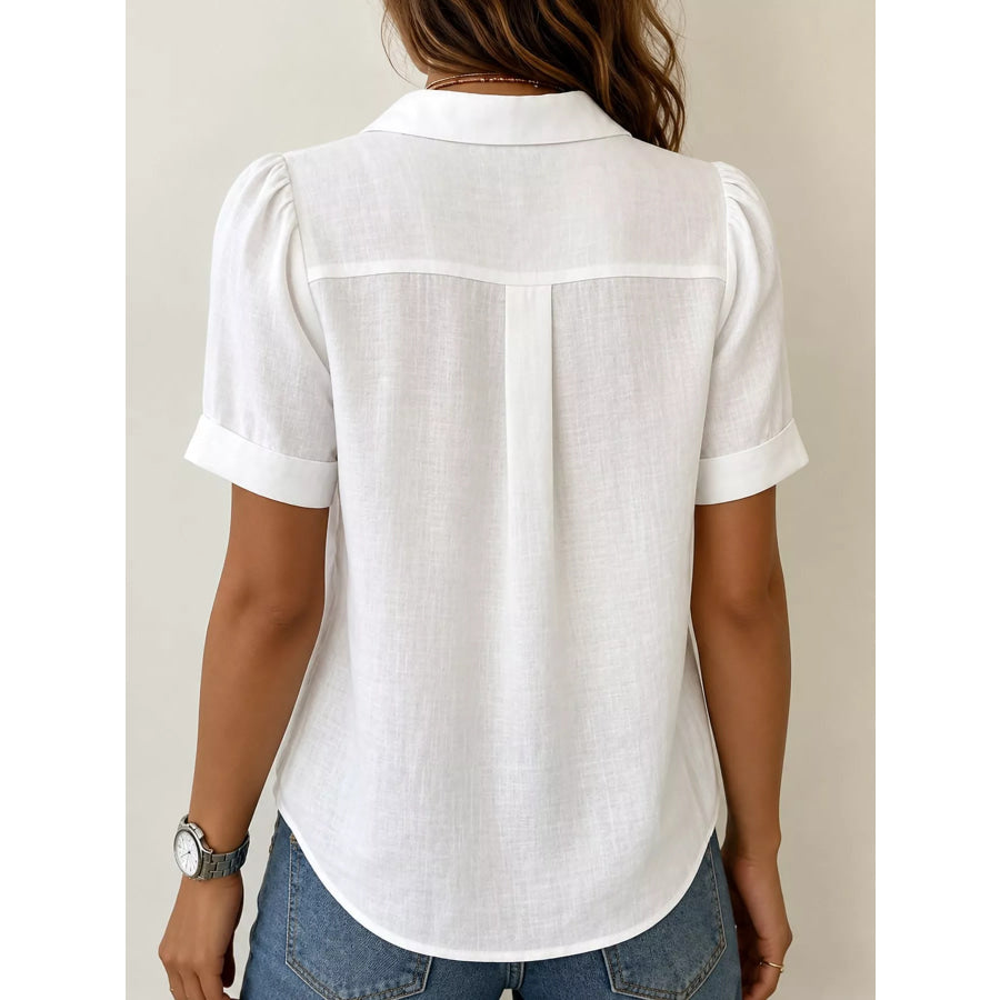 Full Size Button Up Short Sleeve Shirt Plus Apparel and Accessories