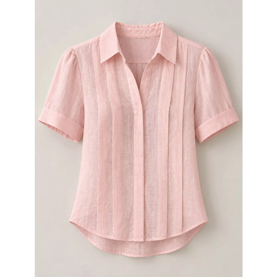 Full Size Button Up Short Sleeve Shirt Plus Apparel and Accessories