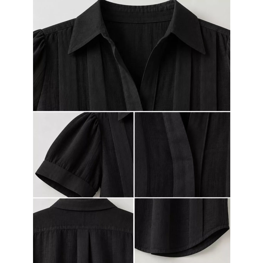 Full Size Button Up Short Sleeve Shirt Plus Apparel and Accessories