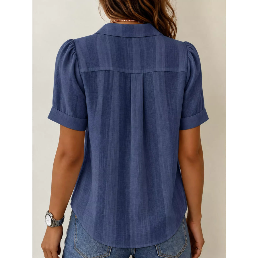 Full Size Button Up Short Sleeve Shirt Plus Apparel and Accessories