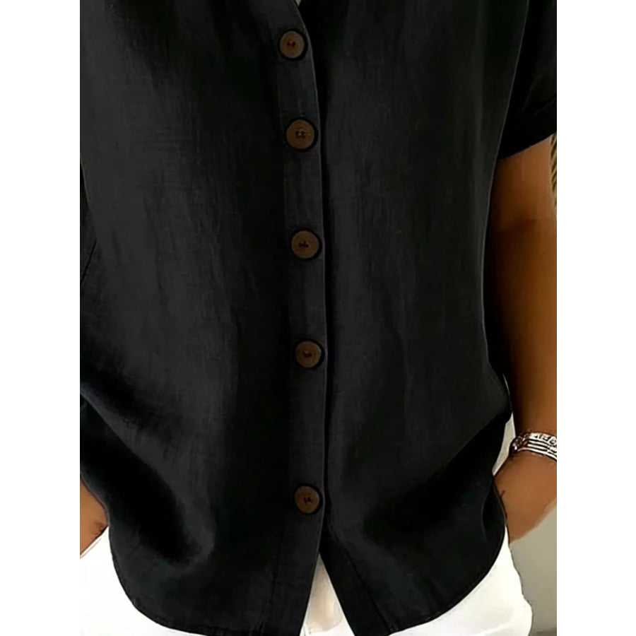 Full Size Button Up Short Sleeve Shirt Plus Size Apparel and Accessories