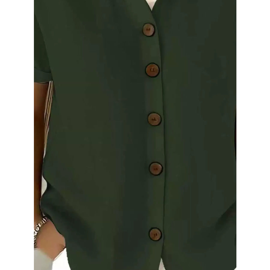 Full Size Button Up Short Sleeve Shirt Plus Size Apparel and Accessories