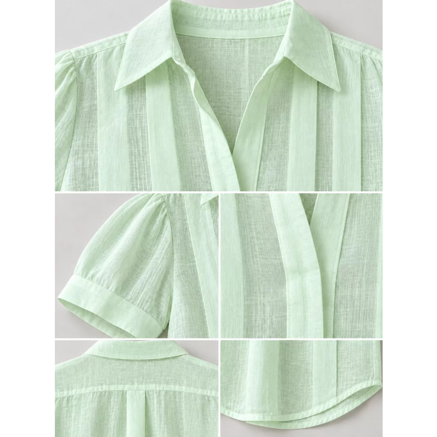 Full Size Button Up Short Sleeve Shirt Plus Apparel and Accessories