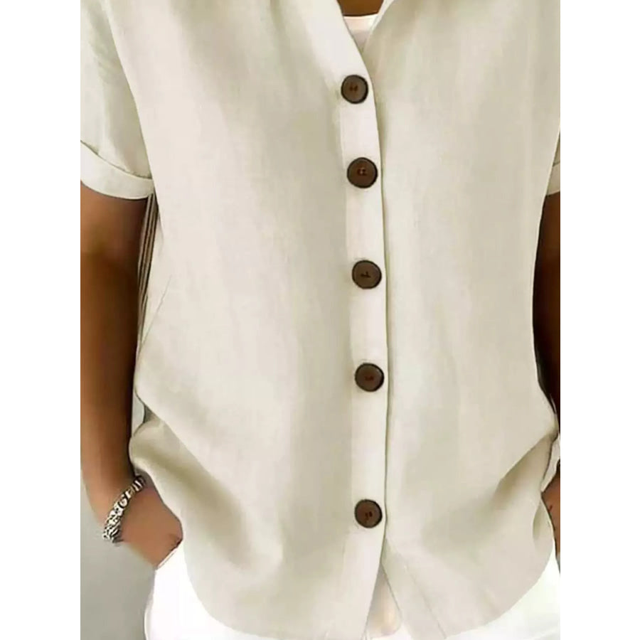 Full Size Button Up Short Sleeve Shirt Plus Size Apparel and Accessories