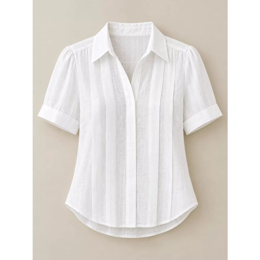 Full Size Button Up Short Sleeve Shirt Plus Apparel and Accessories
