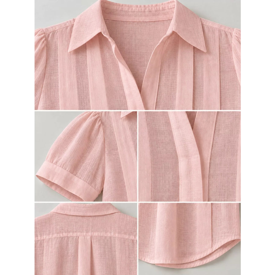 Full Size Button Up Short Sleeve Shirt Plus Apparel and Accessories