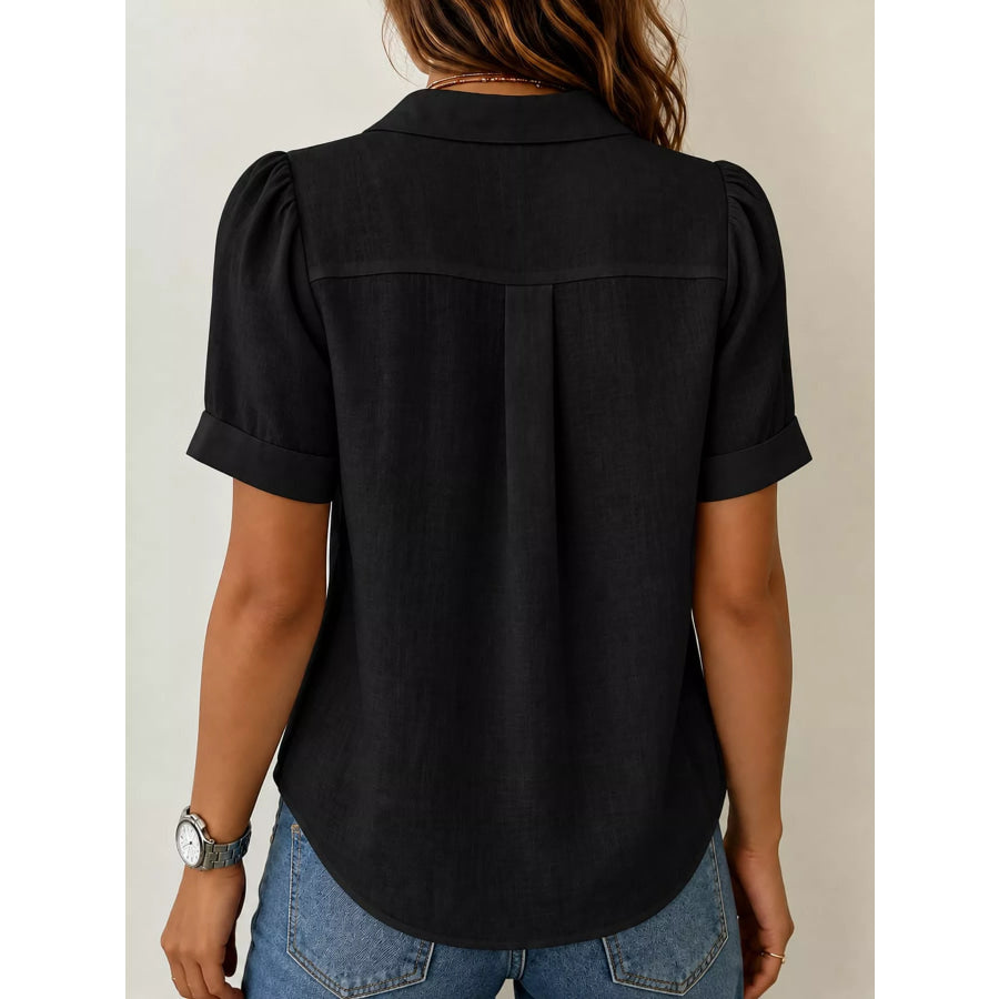 Full Size Button Up Short Sleeve Shirt Plus Apparel and Accessories