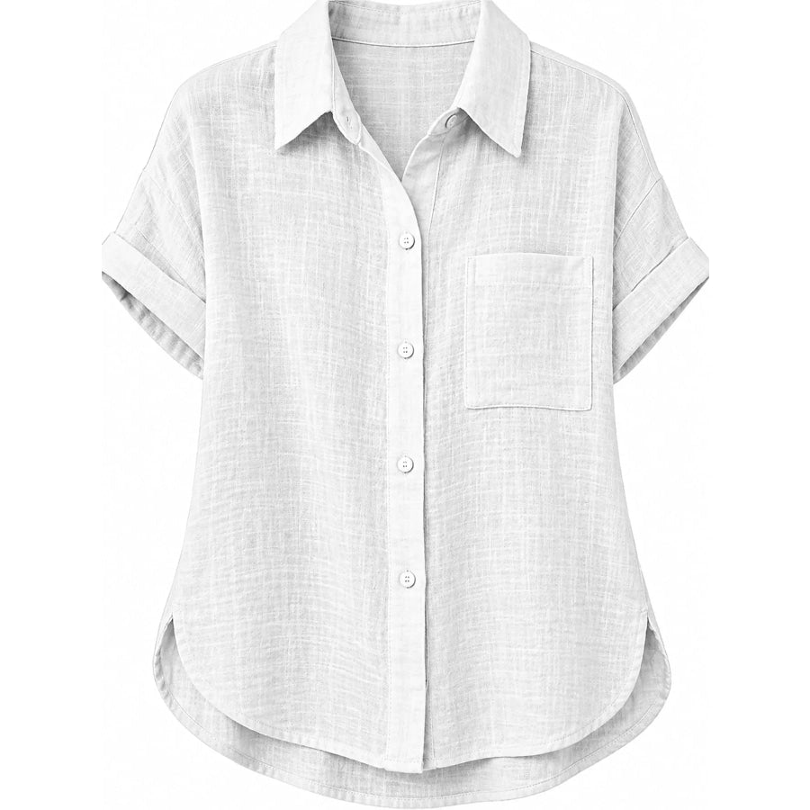 Full Size Button Up Short Sleeve Shirt Plus Apparel and Accessories