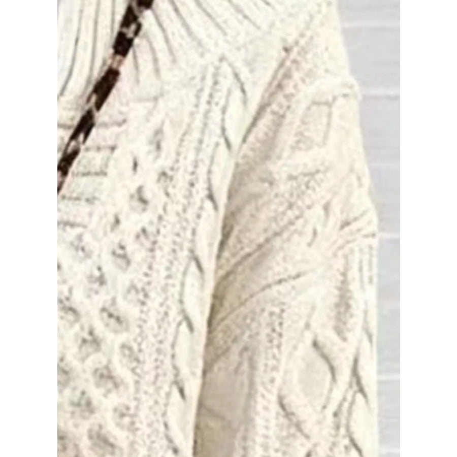 Full Size Cable Knit Dropped Shoulder Sweater Plus Apparel and Accessories