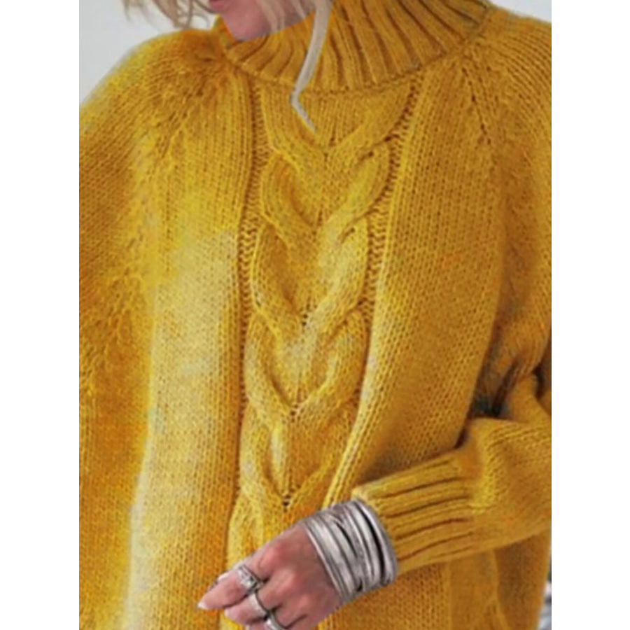 Full Size Cable-Knit Long Sleeve Sweater Plus Apparel and Accessories