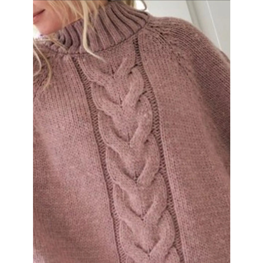 Full Size Cable-Knit Long Sleeve Sweater Plus Apparel and Accessories