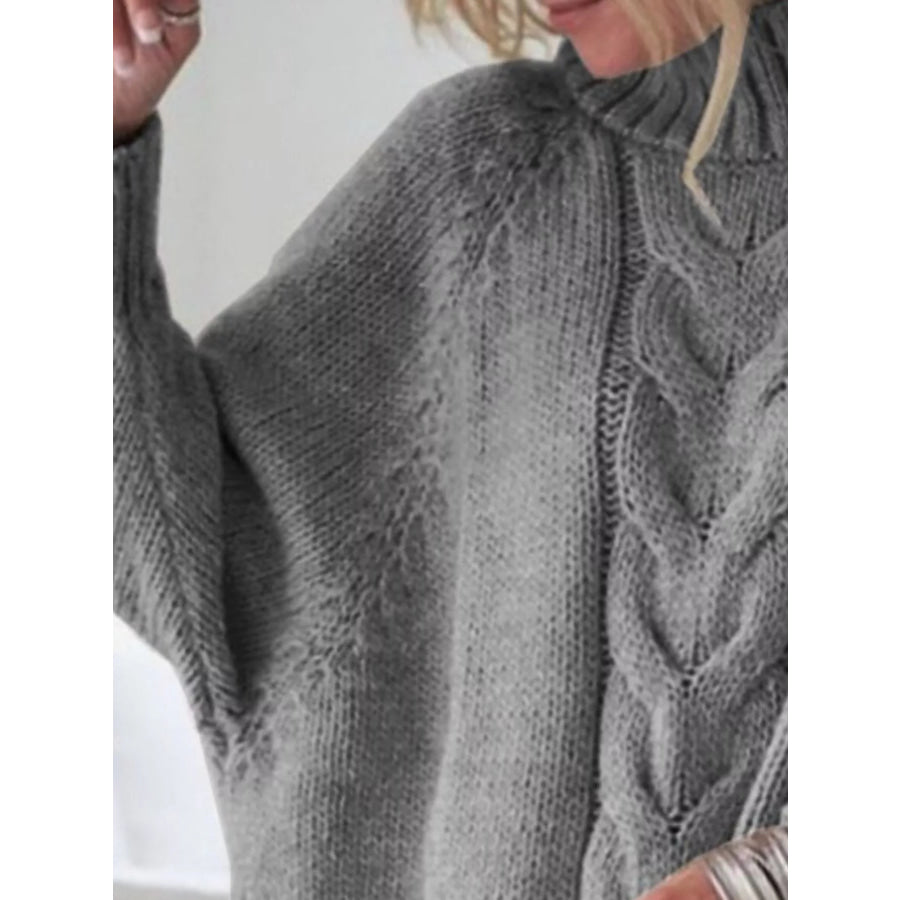 Full Size Cable-Knit Long Sleeve Sweater Plus Apparel and Accessories