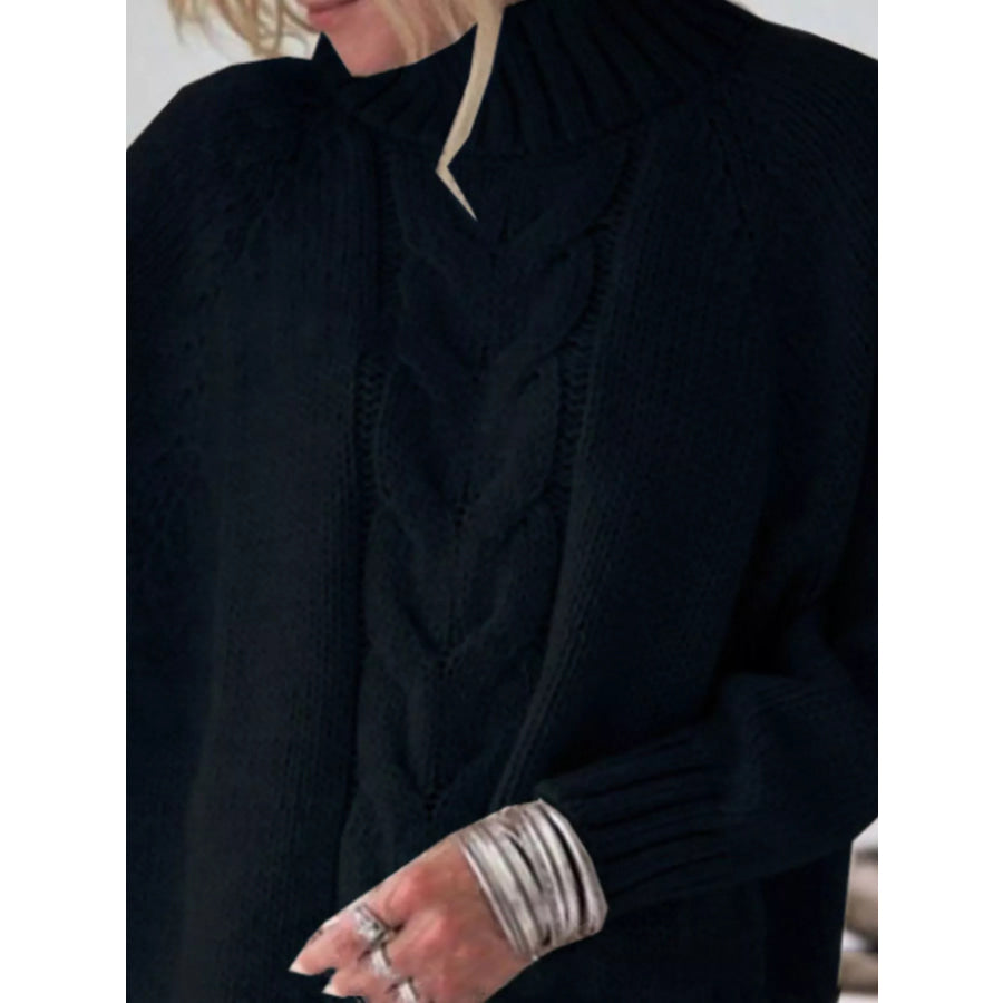 Full Size Cable-Knit Long Sleeve Sweater Plus Apparel and Accessories