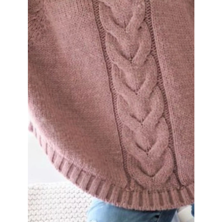 Full Size Cable-Knit Long Sleeve Sweater Plus Apparel and Accessories