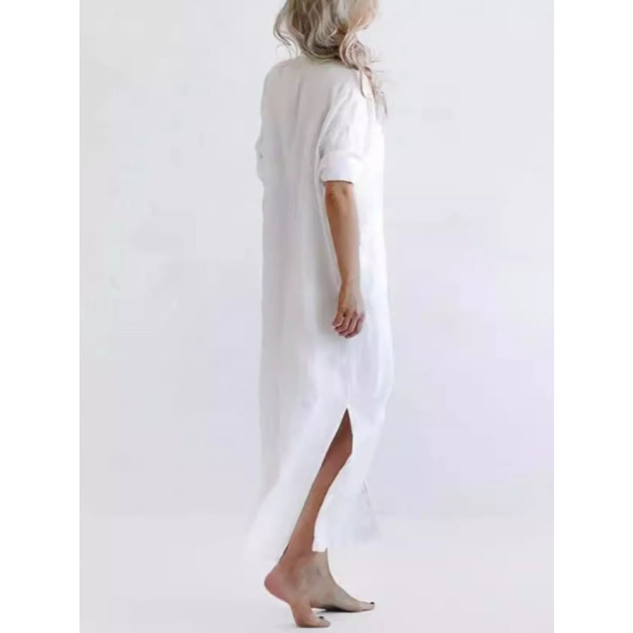 Full Size Casual Button-Down Maxi Shirt Dress Plus Size Apparel and Accessories