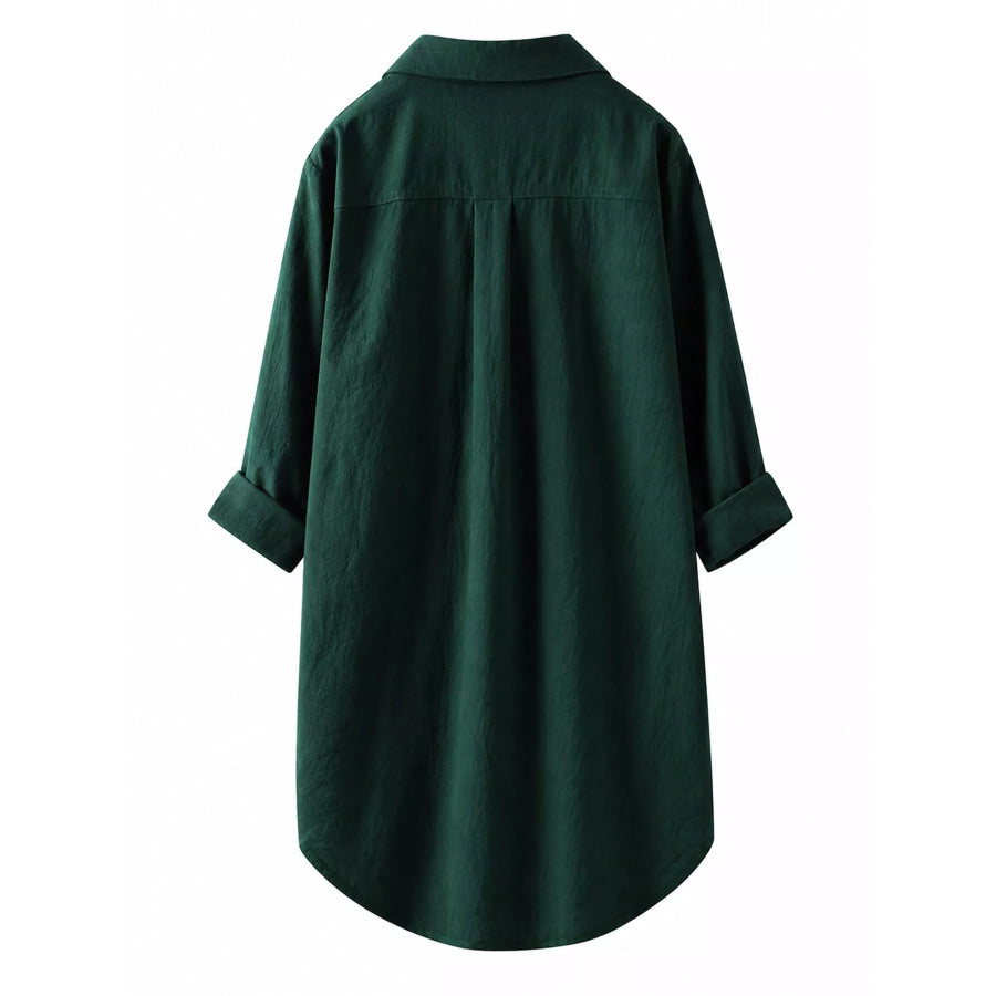Full Size Casual Button-Down Shirt with Dual Chest Pockets Plus Apparel and Accessories