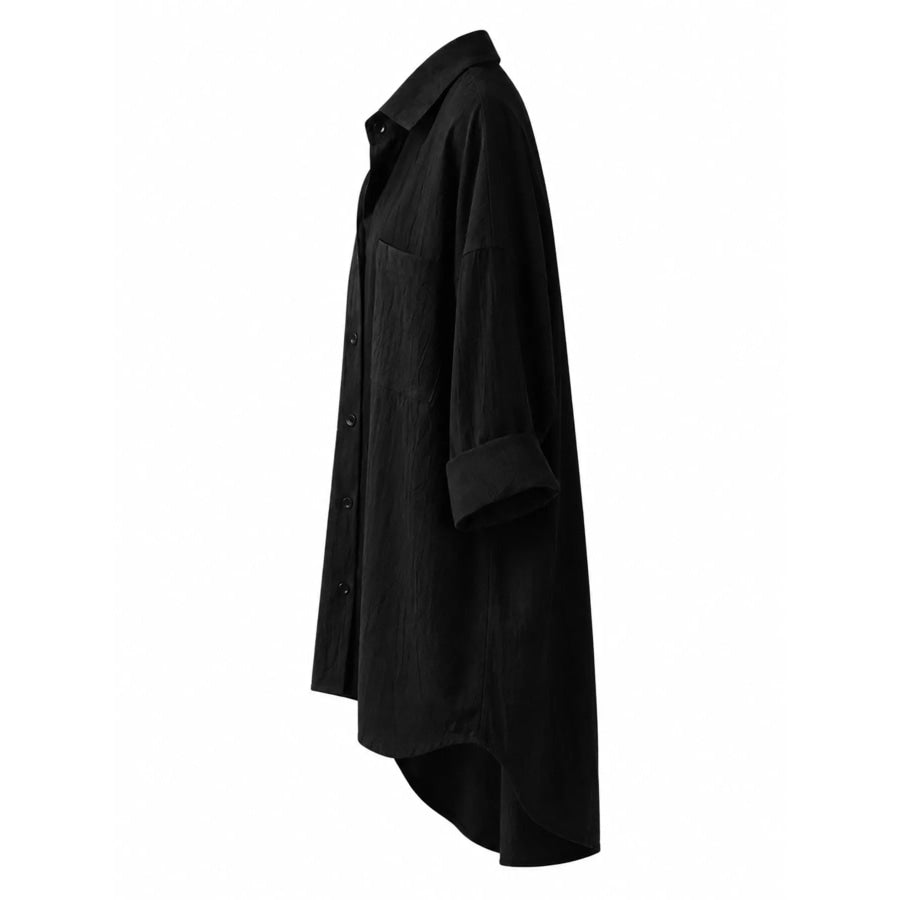 Full Size Casual Button-Down Shirt with Dual Chest Pockets Plus Apparel and Accessories