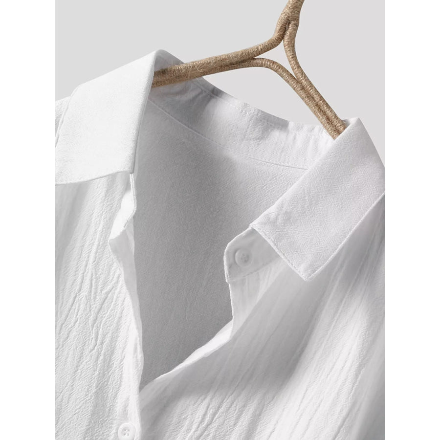 Full Size Casual Button-Down Shirt with Dual Chest Pockets Plus Apparel and Accessories