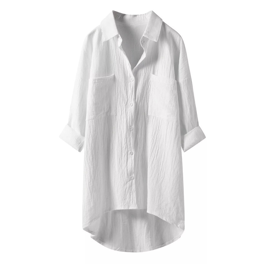 Full Size Casual Button-Down Shirt with Dual Chest Pockets Plus Apparel and Accessories