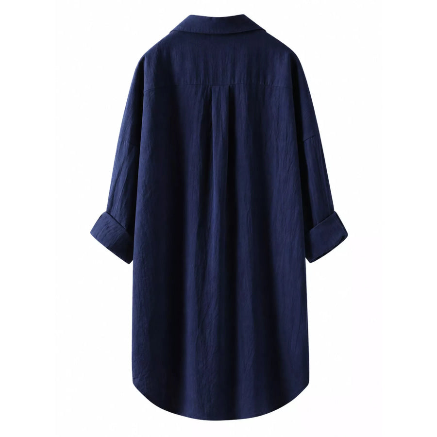 Full Size Casual Button-Down Shirt with Dual Chest Pockets Plus Apparel and Accessories