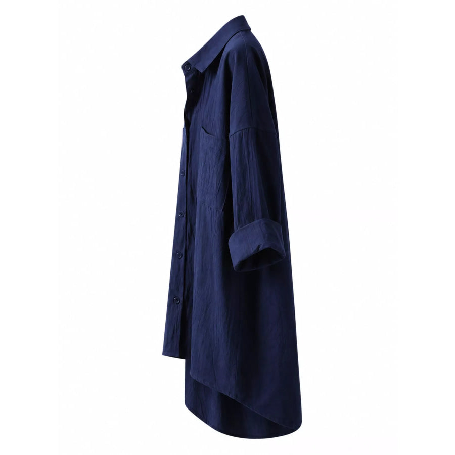 Full Size Casual Button-Down Shirt with Dual Chest Pockets Plus Apparel and Accessories