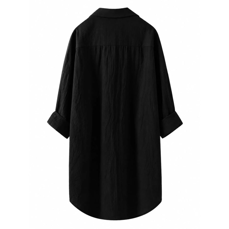 Full Size Casual Button-Down Shirt with Dual Chest Pockets Plus Apparel and Accessories