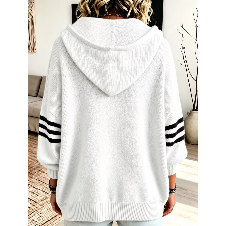 Full Size Casual Hooded Zip-Up Knit Cardigan Plus Apparel and Accessories