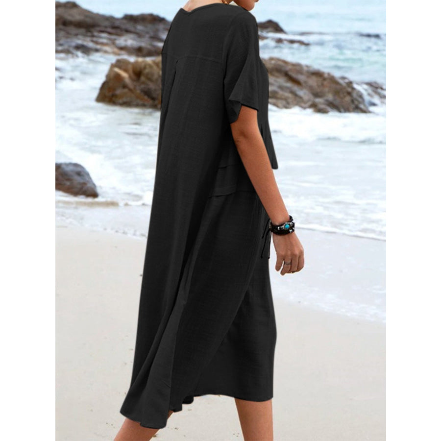 Full Size Casual Linen Blend Midi Dress Plus Size Apparel and Accessories