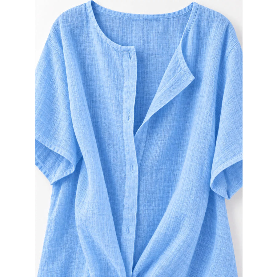 Full Size Casual Loose Fit Beach Short Sleeve Shirt Plus Apparel and Accessories