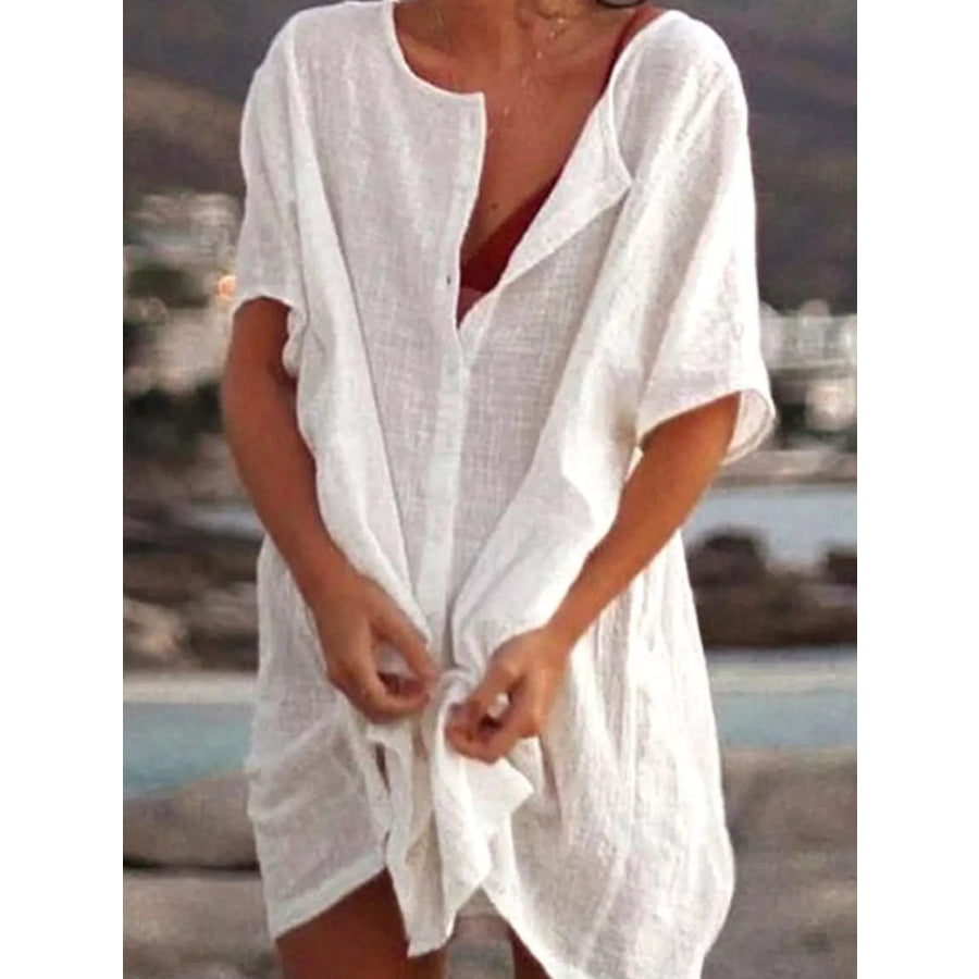 Full Size Casual Loose Fit Beach Short Sleeve Shirt Plus Apparel and Accessories