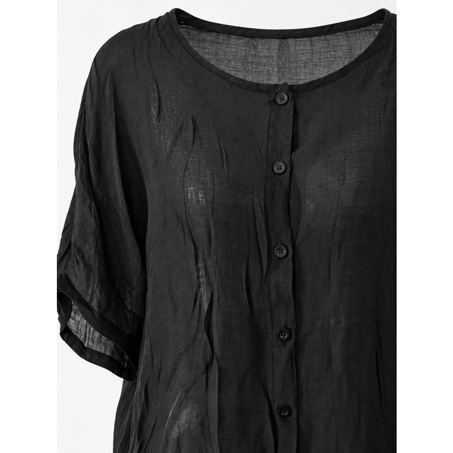 Full Size Casual Loose Fit Beach Short Sleeve Shirt Plus Apparel and Accessories