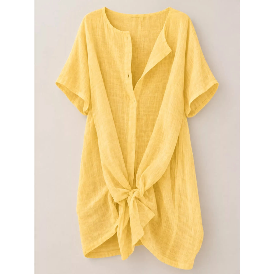 Full Size Casual Loose Fit Beach Short Sleeve Shirt Plus Apparel and Accessories