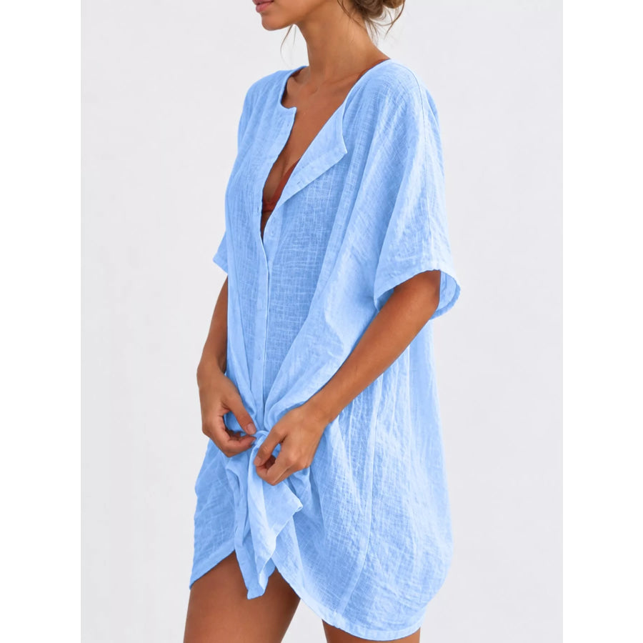 Full Size Casual Loose Fit Beach Short Sleeve Shirt Plus Apparel and Accessories