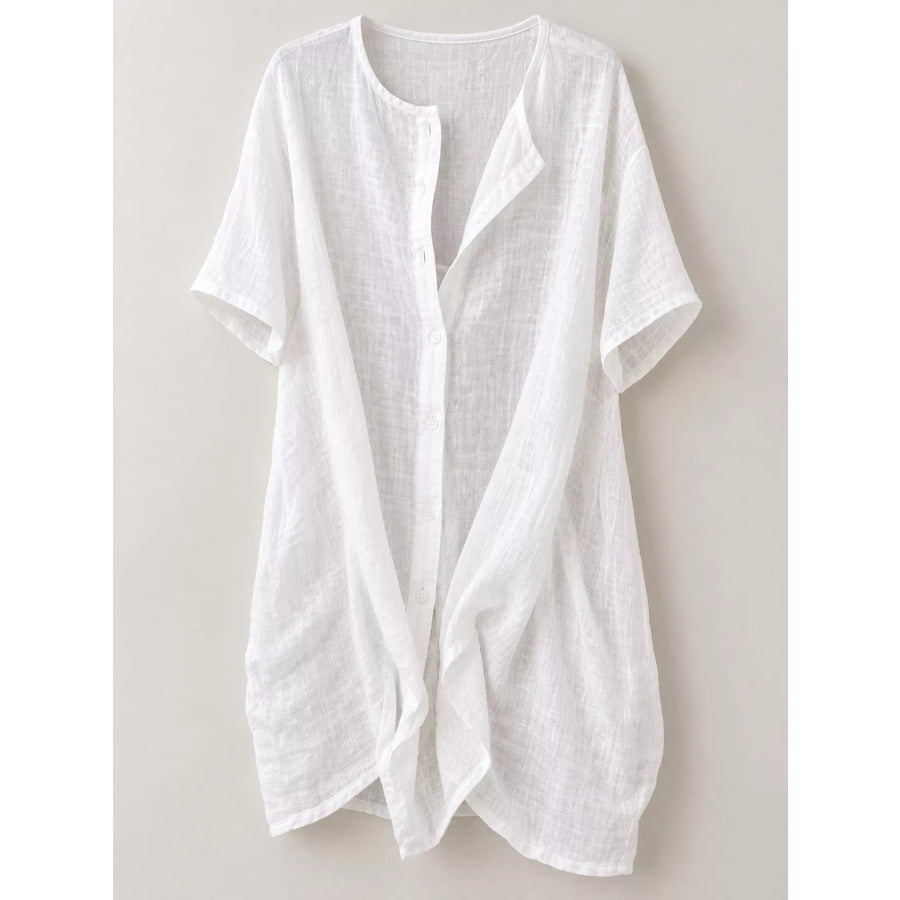 Full Size Casual Loose Fit Beach Short Sleeve Shirt Plus Apparel and Accessories