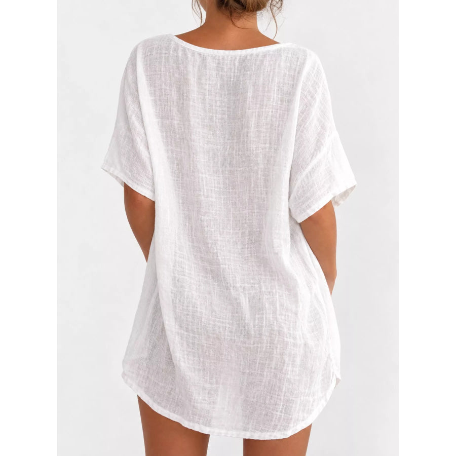 Full Size Casual Loose Fit Beach Short Sleeve Shirt Plus Apparel and Accessories