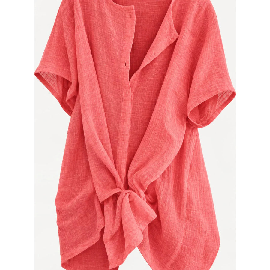 Full Size Casual Loose Fit Beach Short Sleeve Shirt Plus Apparel and Accessories