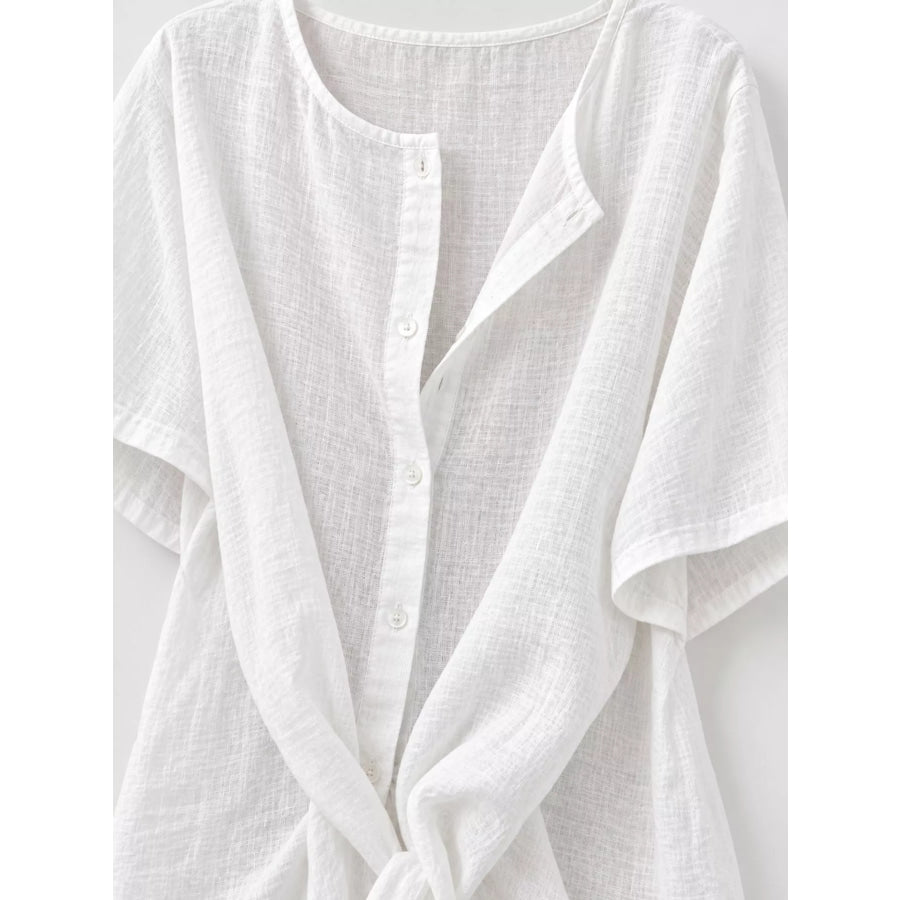 Full Size Casual Loose Fit Beach Short Sleeve Shirt Plus Apparel and Accessories