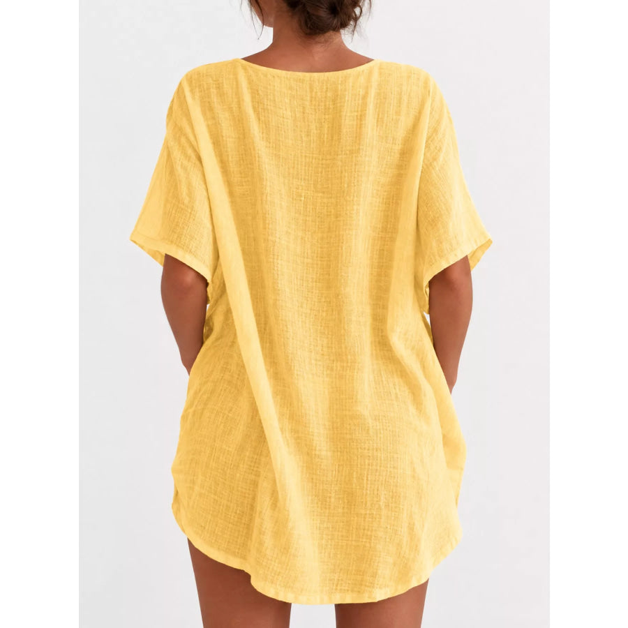 Full Size Casual Loose Fit Beach Short Sleeve Shirt Plus Apparel and Accessories